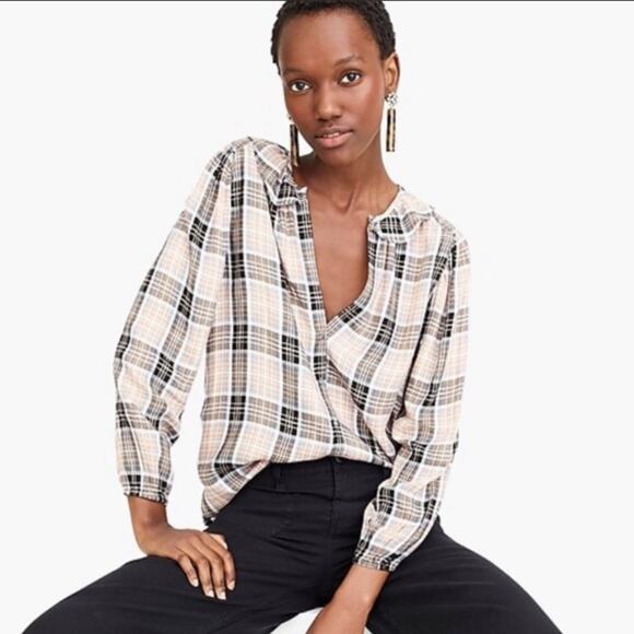 NWT Point Sur J. Crew plaid flannel drapey top - Picture 1 of 6